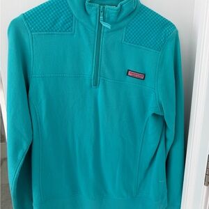 Vineyard Vines Teal Pullover with Pink Logo Patch